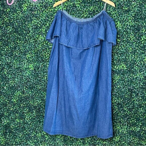 NWT Ruffle Blue Denim Jean Love by Chelsey Dress Sz 3X - Picture 5 of 6